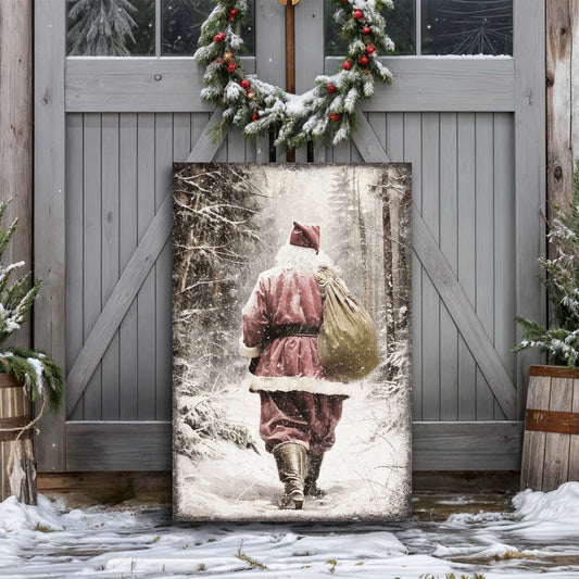 Vintage Santa Claus in Winter Forest Christmas Wall Art III - Holiday Home Decor Canvas Print 2025 - Ever Trendy Essentials