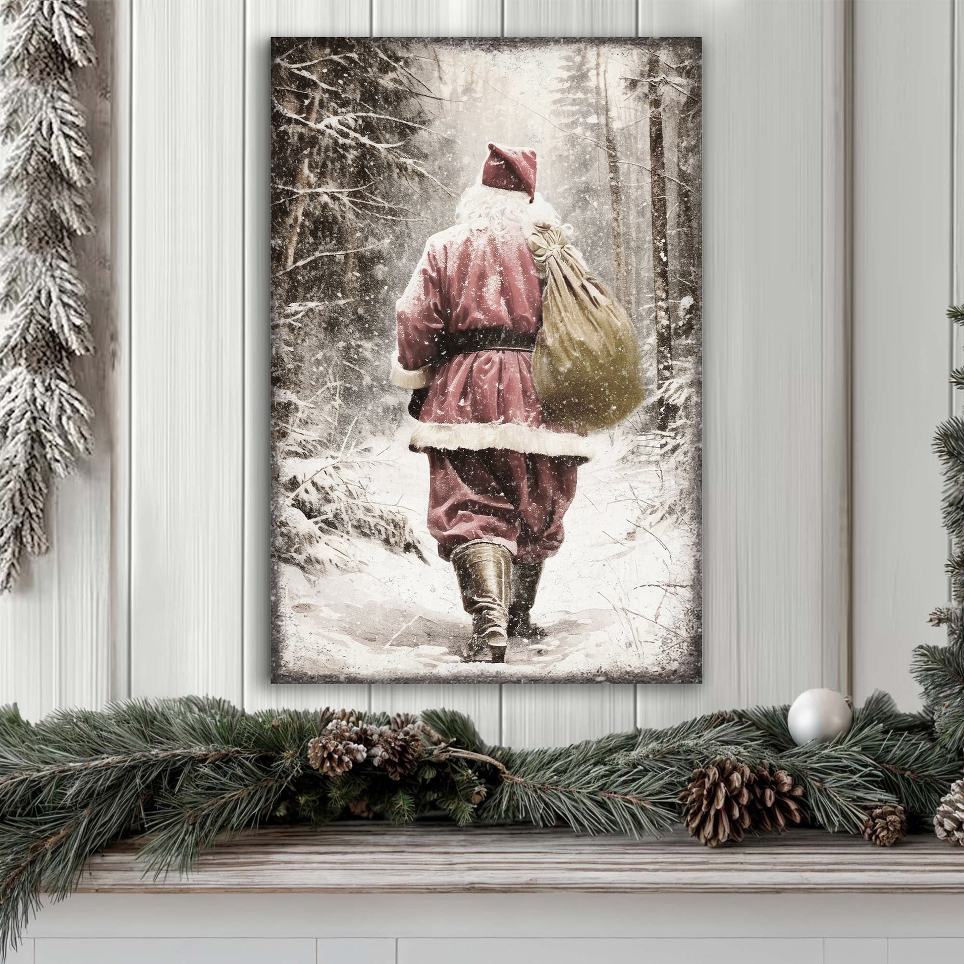 Vintage Santa Claus in Winter Forest Christmas Wall Art III - Holiday Home Decor Canvas Print 2025 - Ever Trendy Essentials