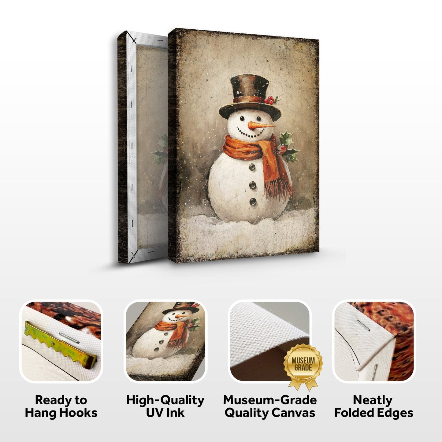 Vintage Snowman Christmas Wall Art IV - Holiday Home Decor Canvas Print 2025 - Ever Trendy Essentials