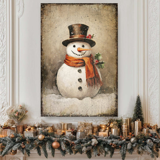 Vintage Snowman Christmas Wall Art IV - Holiday Home Decor Canvas Print 2025 - Ever Trendy Essentials