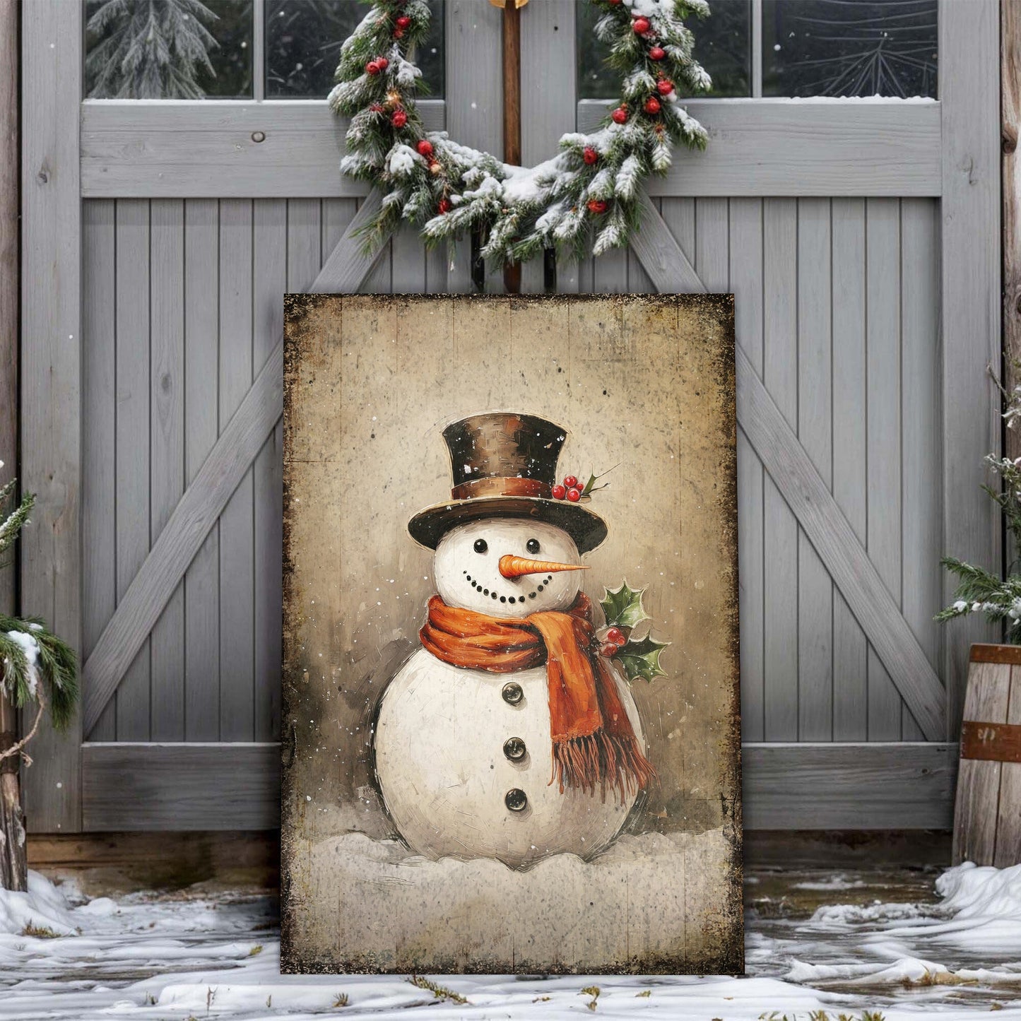 Vintage Snowman Christmas Wall Art IV - Holiday Home Decor Canvas Print 2025 - Ever Trendy Essentials
