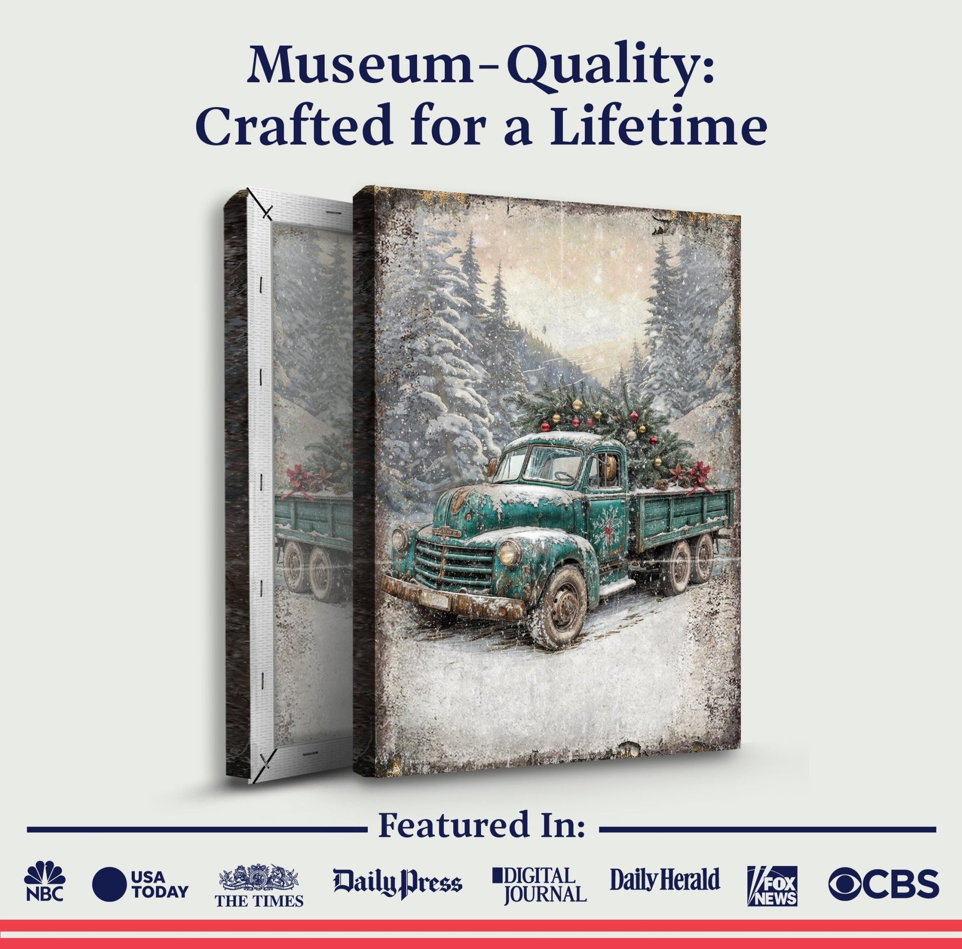 Vintage Truck With Christmas Tree Wall Art - Holiday Home Decor Canvas Print 2025 - Ever Trendy Essentials