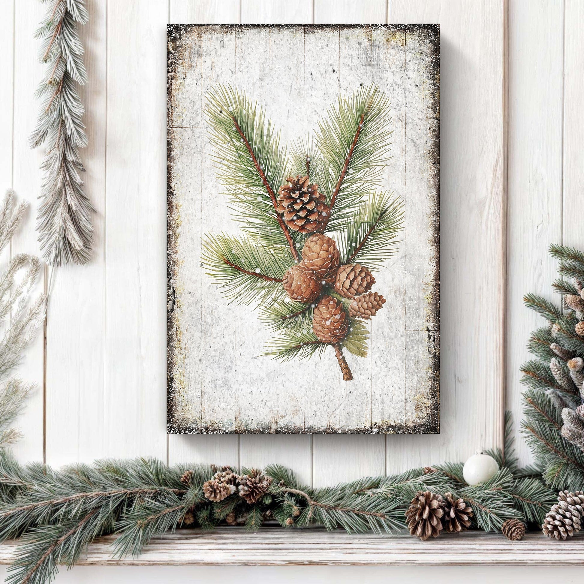 Vintage Winter Pine Cone Christmas Wall Art IV - Holiday Home Decor Canvas Print 2025 - Ever Trendy Essentials