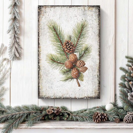 Vintage Winter Pine Cone Christmas Wall Art IV - Holiday Home Decor Canvas Print 2025 - Ever Trendy Essentials