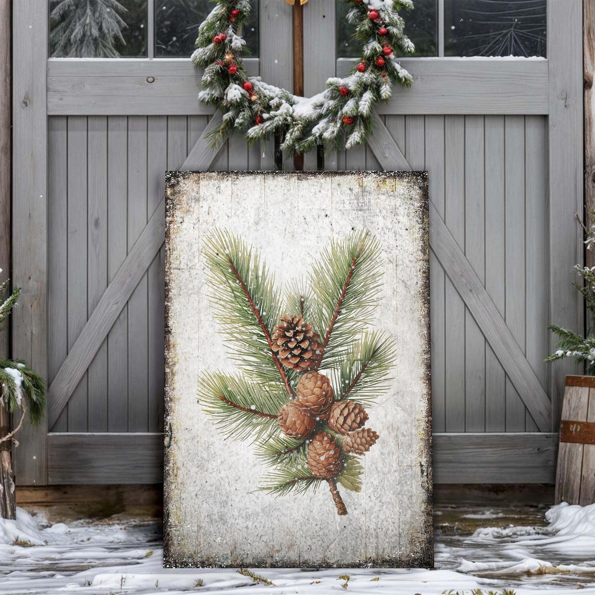 Vintage Winter Pine Cone Christmas Wall Art IV - Holiday Home Decor Canvas Print 2025 - Ever Trendy Essentials