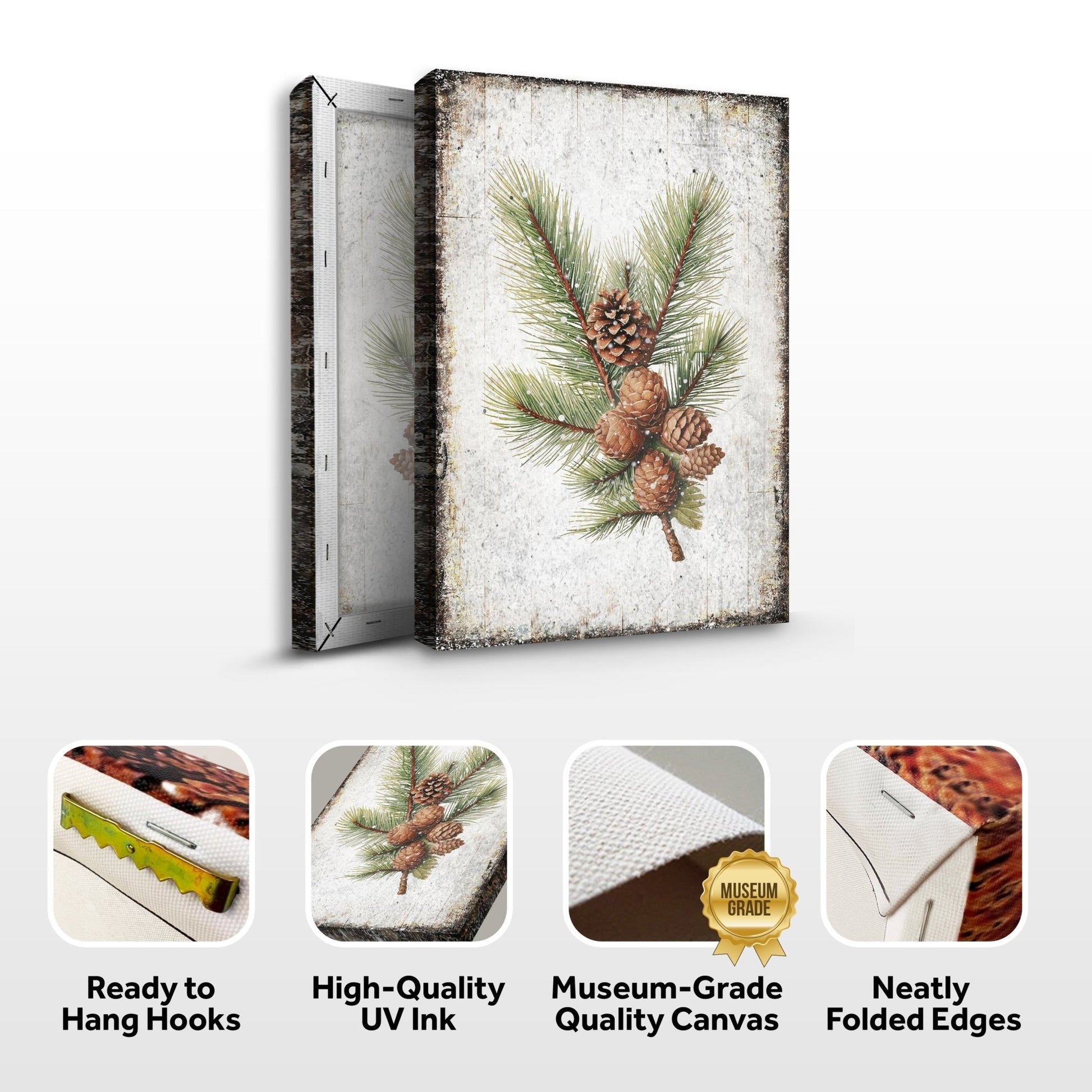 Vintage Winter Pine Cone Christmas Wall Art IV - Holiday Home Decor Canvas Print 2025 - Ever Trendy Essentials