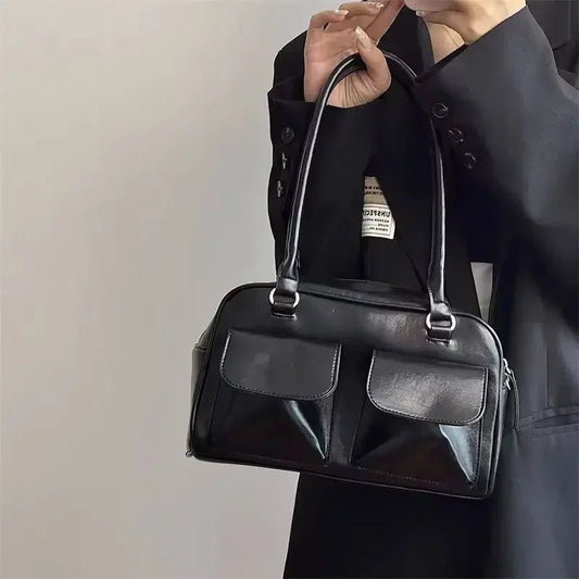 Vintage Women's Business Shoulder Bags | Simple Ladies Commute Tote Bag & PU Leather Female Underarm Bag (Burgundy Large Handbags Purse) - Ever Trendy Essentials