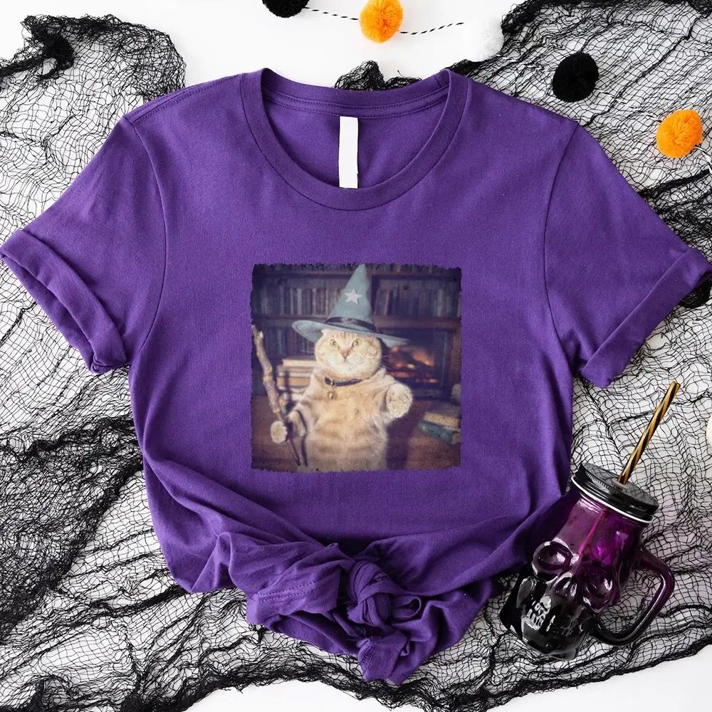 Wizard Cat Halloween Shirt – Funny Cat Meme Graphic Tee - Ever Trendy Essentials
