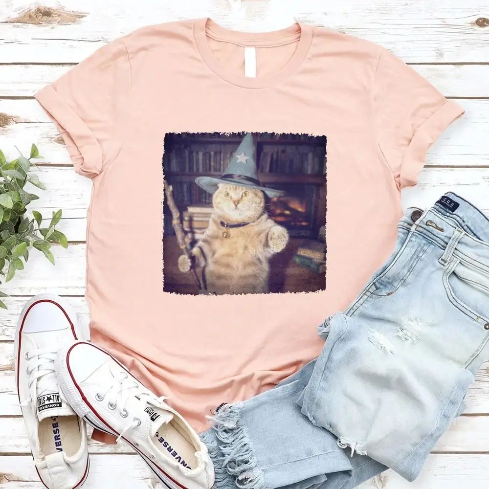 Wizard Cat Halloween Shirt – Funny Cat Meme Graphic Tee - Ever Trendy Essentials