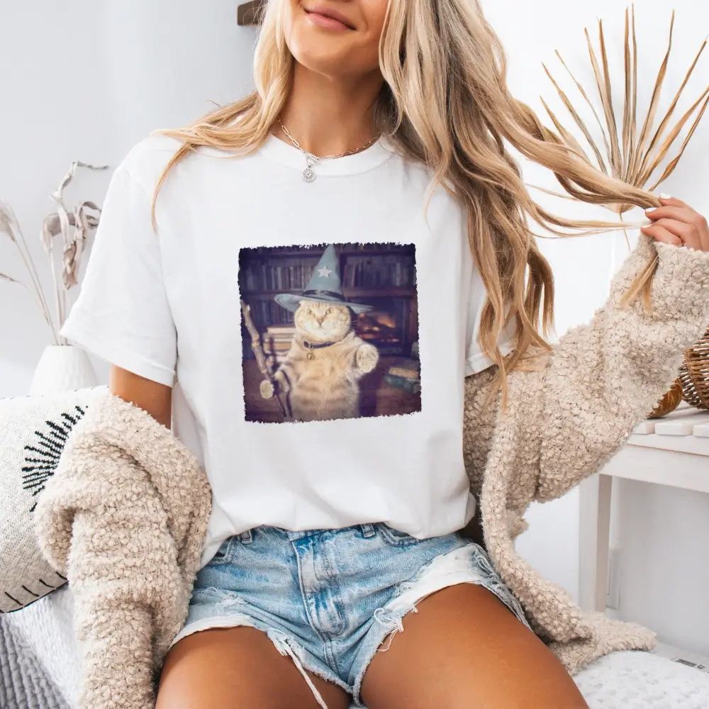 Wizard Cat Halloween Shirt – Funny Cat Meme Graphic Tee - Ever Trendy Essentials