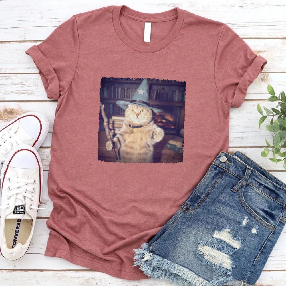 Wizard Cat Halloween Shirt – Funny Cat Meme Graphic Tee - Ever Trendy Essentials