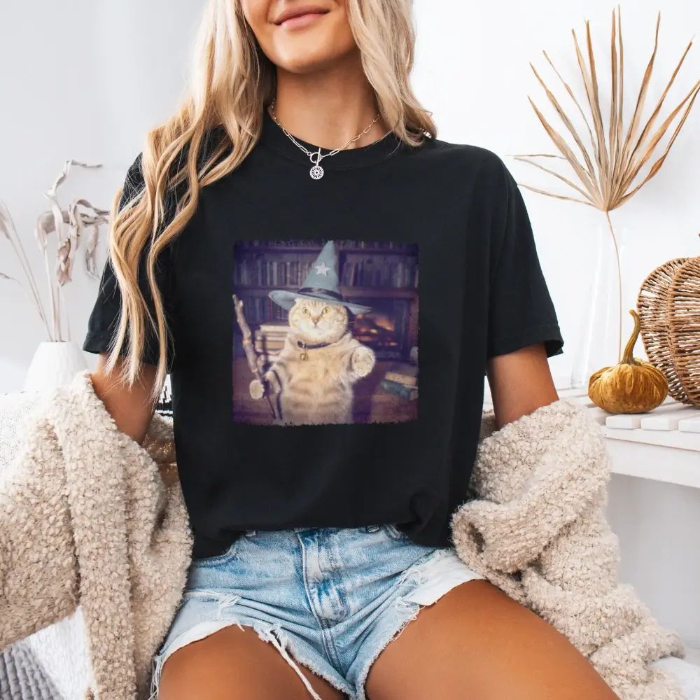 Wizard Cat Halloween Shirt – Funny Cat Meme Graphic Tee - Ever Trendy Essentials