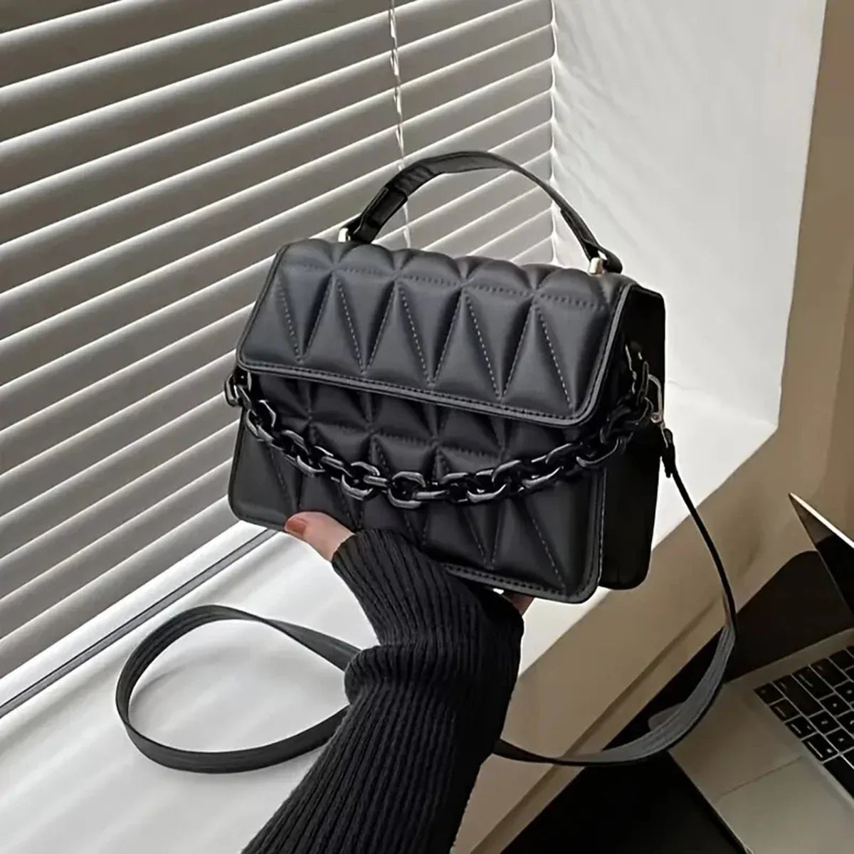 Women's Diamond Chain Embossed Crossbody Bag - Ever Trendy Essentials