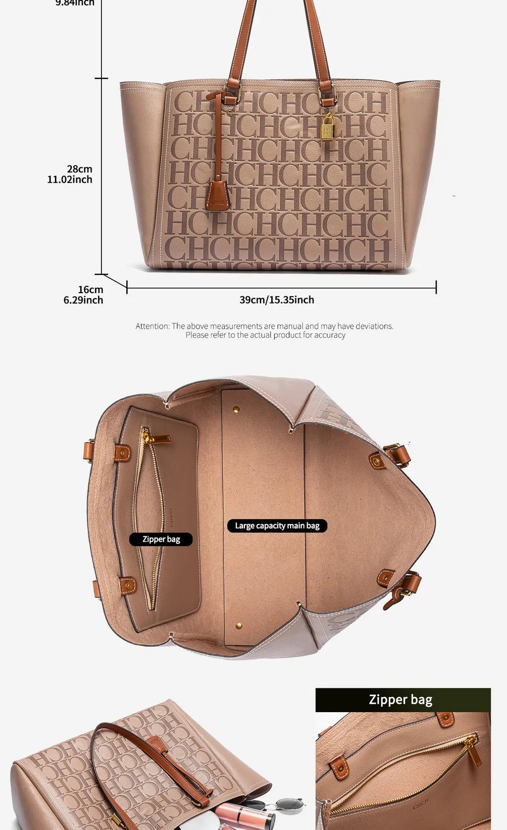 Women's Embossed Leather Commuter Tote Bag - Ever Trendy Essentials