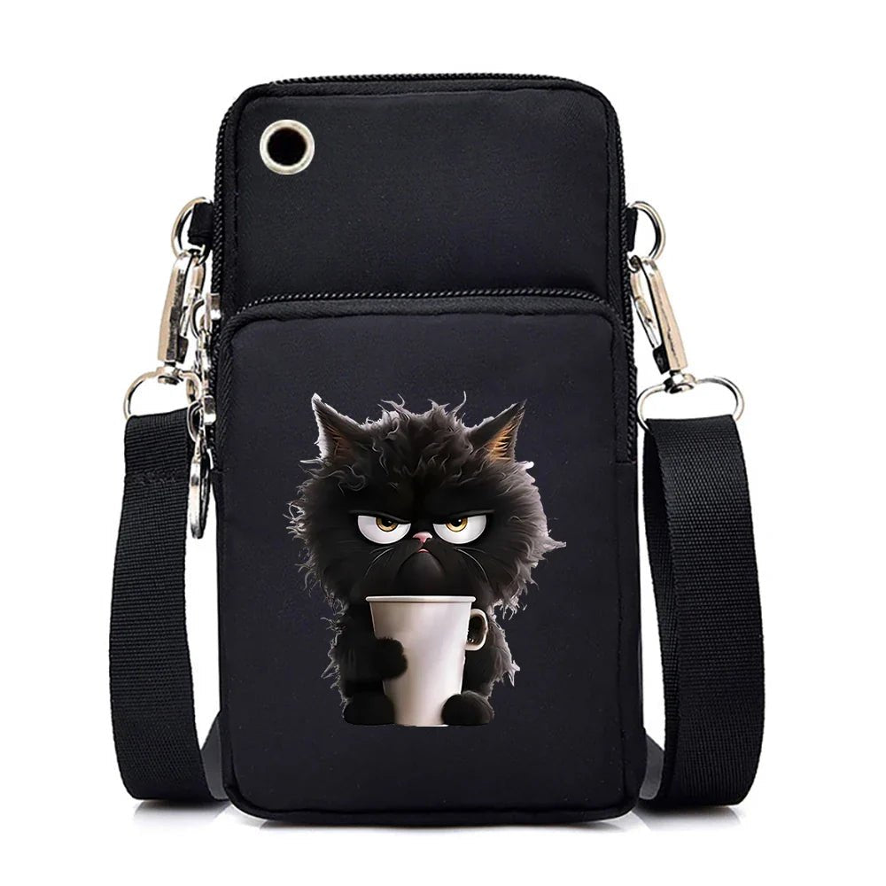 Women's Handbags Black Explosive Coffee Cat Messenger Bags | Female Cartoon Shoulder Bag Purse (Fashion Mobile Phone Crossbody Bags) - Ever Trendy Essentials