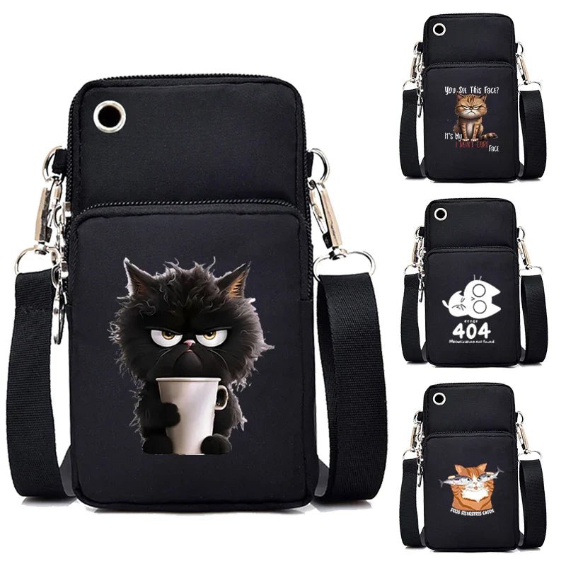 Women's Handbags Black Explosive Coffee Cat Messenger Bags | Female Cartoon Shoulder Bag Purse (Fashion Mobile Phone Crossbody Bags) - Ever Trendy Essentials
