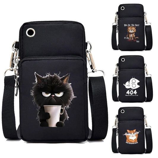 Women's Handbags Black Explosive Coffee Cat Messenger Bags | Female Cartoon Shoulder Bag Purse (Fashion Mobile Phone Crossbody Bags) - Ever Trendy Essentials