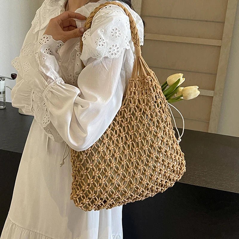 Women's Handwoven Straw Beach Tote Bag - Ever Trendy Essentials