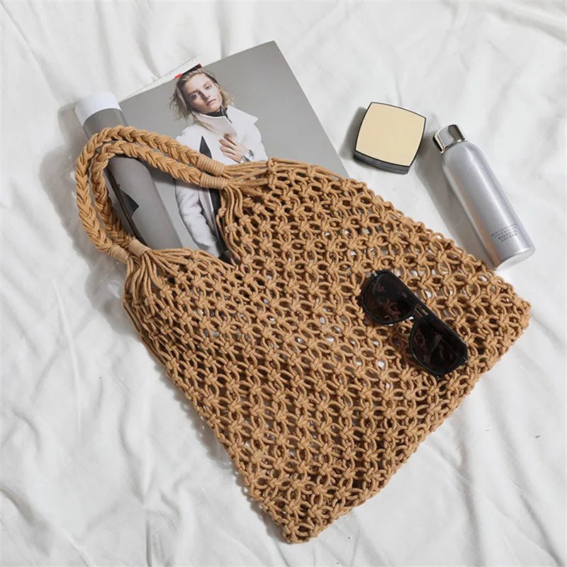 Women's Handwoven Straw Beach Tote Bag - Ever Trendy Essentials
