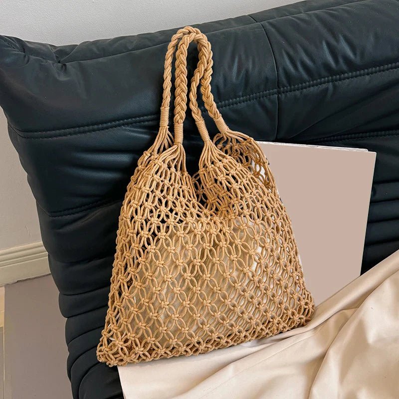 Women's Handwoven Straw Beach Tote Bag - Ever Trendy Essentials