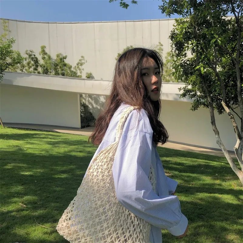 Women's Handwoven Straw Beach Tote Bag - Ever Trendy Essentials