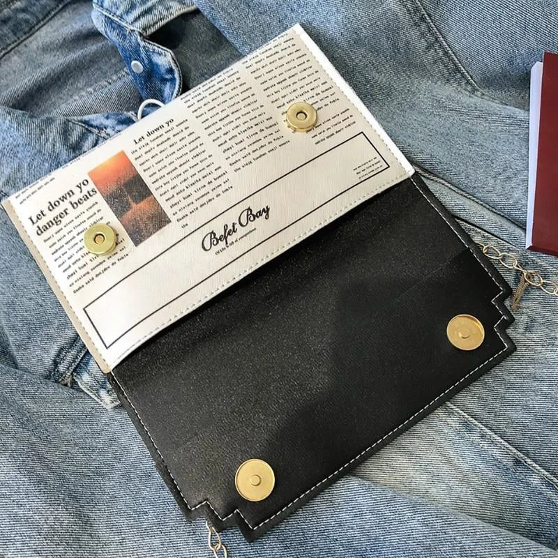 Women's Newspaper Messenger Bag | Shoulder Bag Personality Fashion Small Square Bag - Ever Trendy Essentials