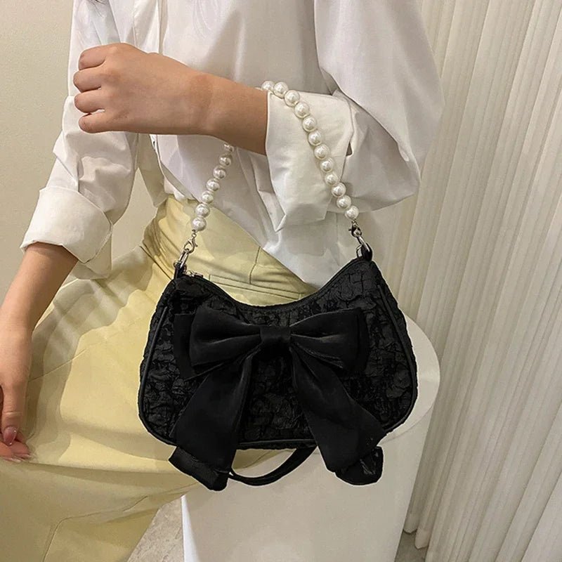 Women's Retro Bow Bag with Pearl Handle - Ever Trendy Essentials