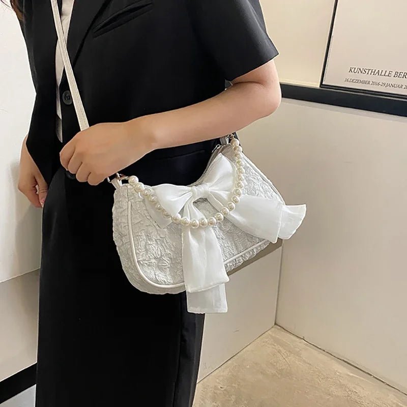 Women's Retro Bow Bag with Pearl Handle - Ever Trendy Essentials