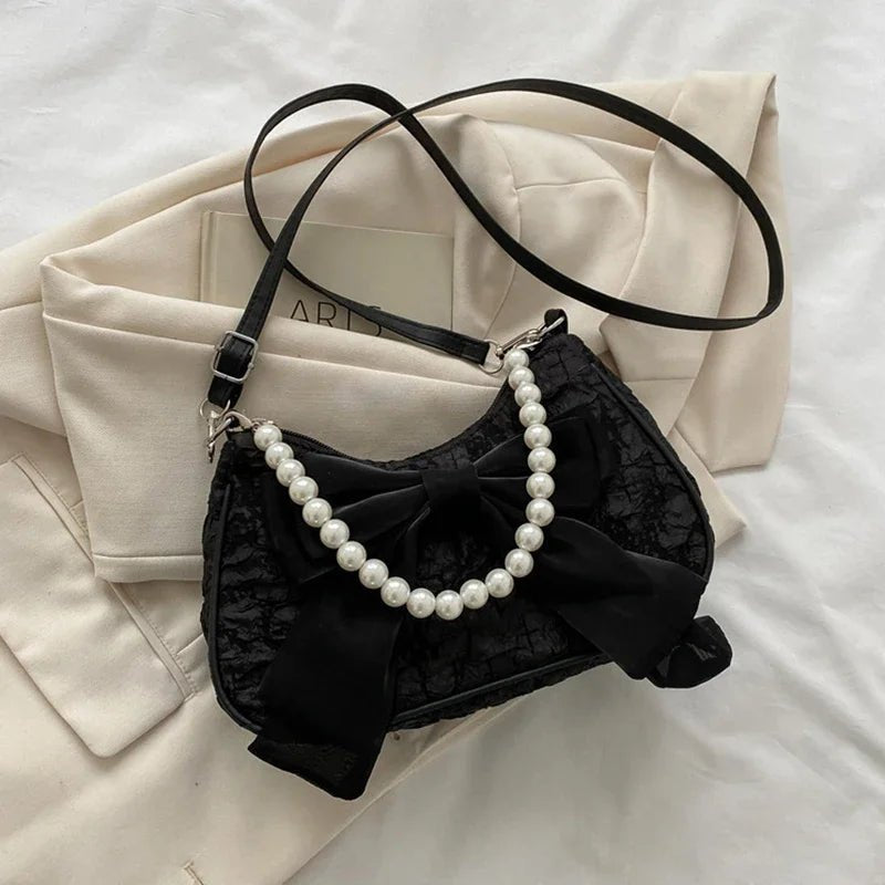 Women's Retro Bow Bag with Pearl Handle - Ever Trendy Essentials