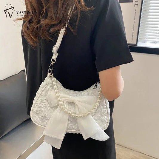 Women's Retro Bow Bag with Pearl Handle - Ever Trendy Essentials