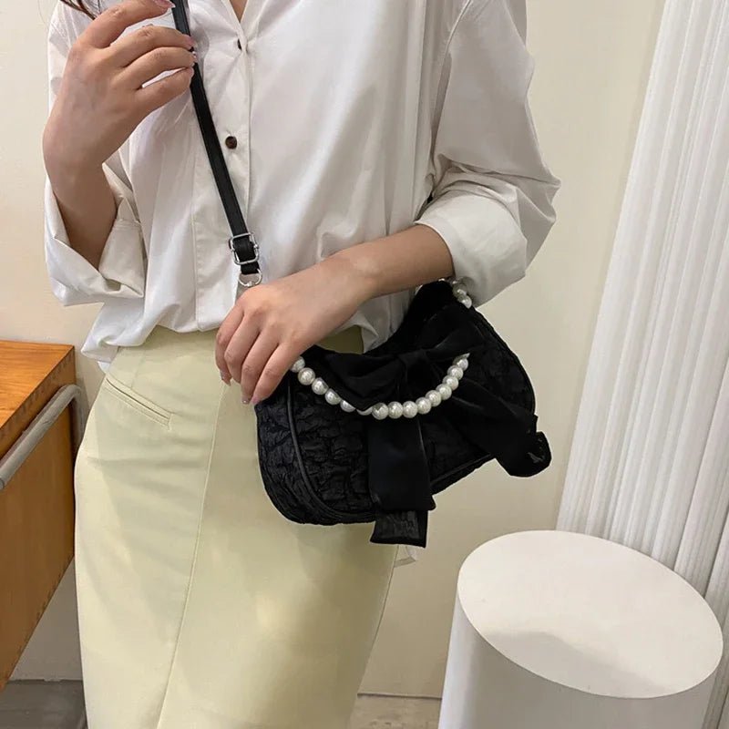 Women's Retro Bow Bag with Pearl Handle - Ever Trendy Essentials