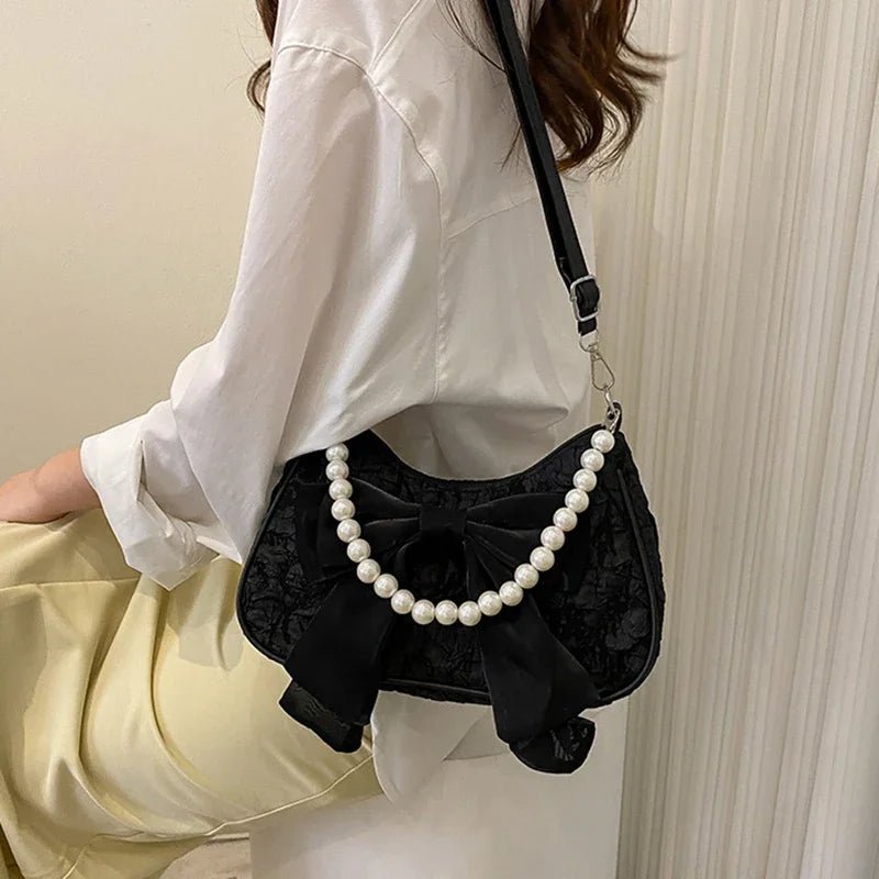 Women's Retro Bow Bag with Pearl Handle - Ever Trendy Essentials