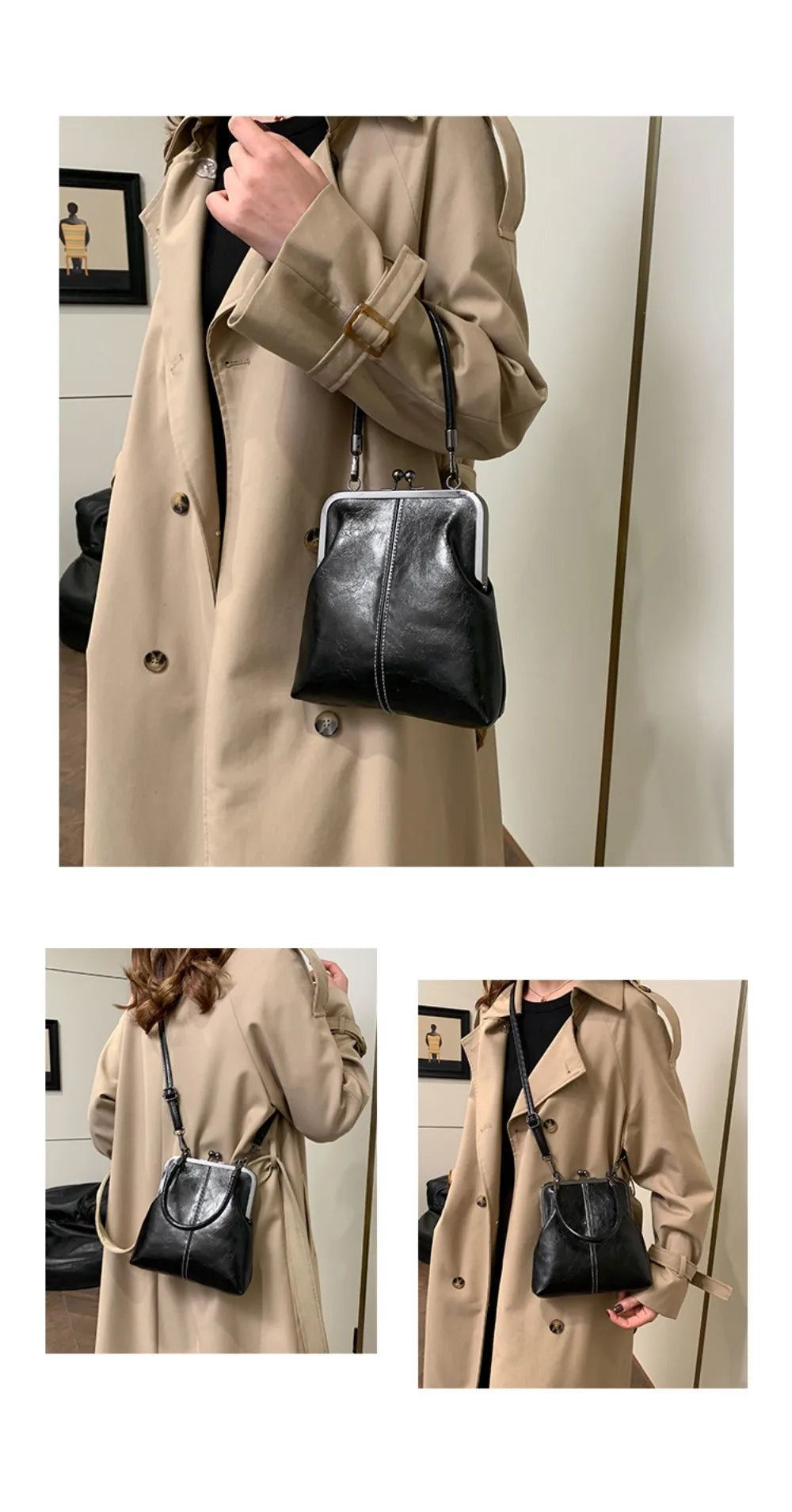 Women's Vintage Kiss Lock Crossbody Bag - Ever Trendy Essentials